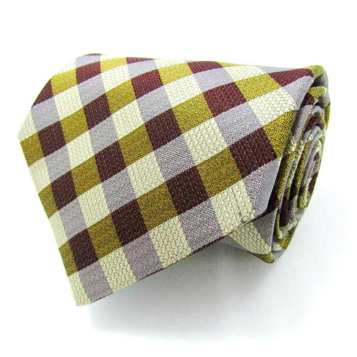 ザタイ ブランド ネクタイ チェック柄 格子柄 シルク 日本製 メンズ ブラウン THE TIE 【中古】