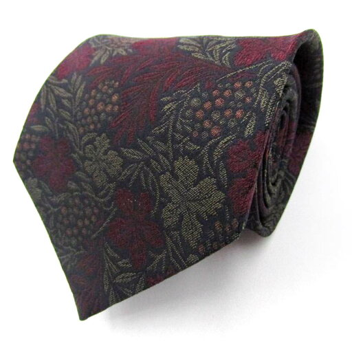 グレイハウス ブランド ネクタイ 総柄 花柄 リーフ柄 シルク 日本製 メンズ ブラック TIE 【中古】 グレイハウス ブランド ネクタイ 総柄 花柄 リーフ柄 シルク 日本製 メンズ ブラック TIE 【中古】