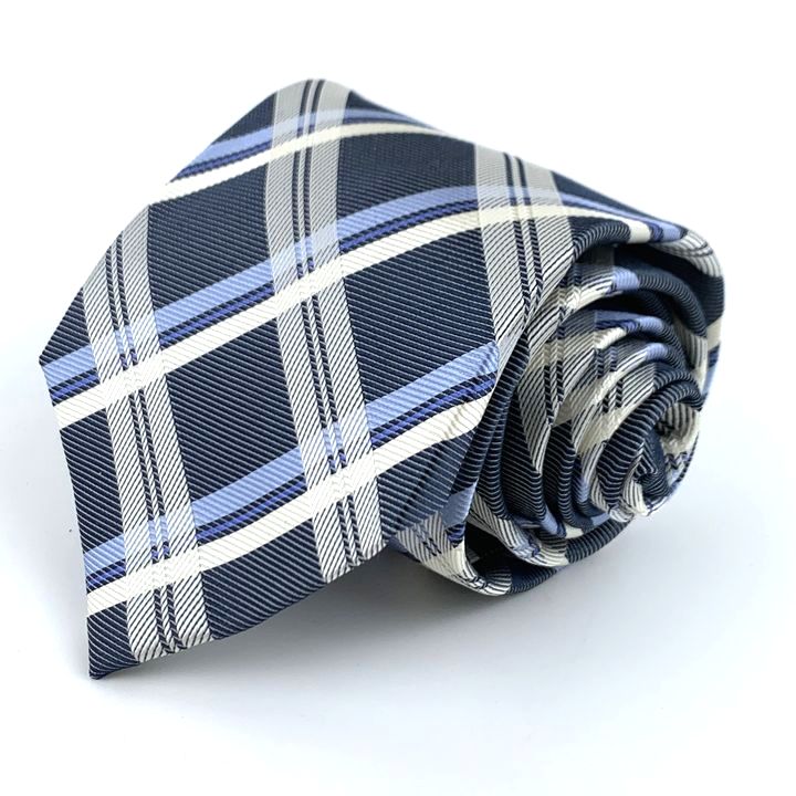 パッシュ ブランドネクタイ チェック柄 シルク シンホソカワ 未使用品 メンズ ブルー PASHU 【中古】