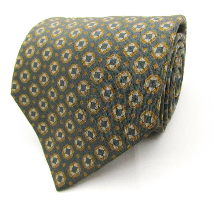 renoma レノマ ブランド ネクタイ 総柄 シルク イタリア製 PO メンズ カーキ 【中古】