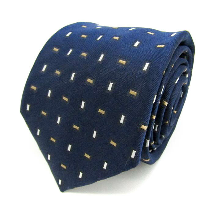 シンプルフレーズクラバット ブランド ネクタイ 総柄 ポリエステル 中国製 PO メンズ ネイビー SIMPLE PHRASE CRAVAT 【中古】