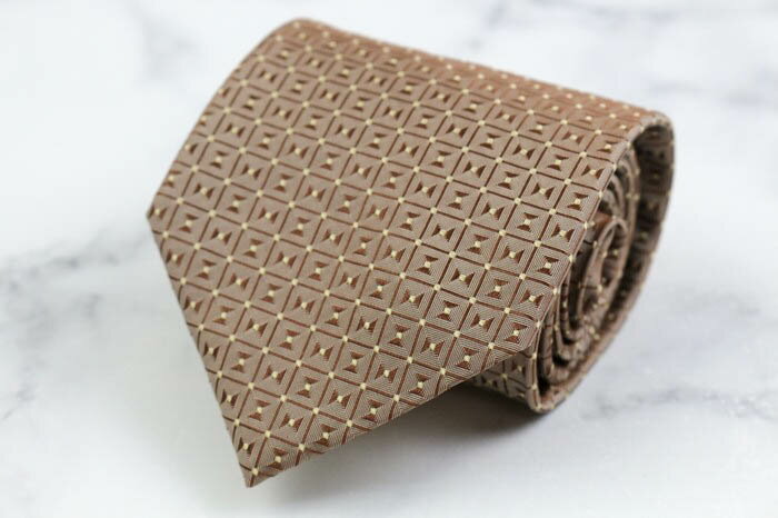 BEAMS ビームス ブランド ネクタイ 格子柄 ドット シルク 日本製 PO メンズ ブラウン 【中古】