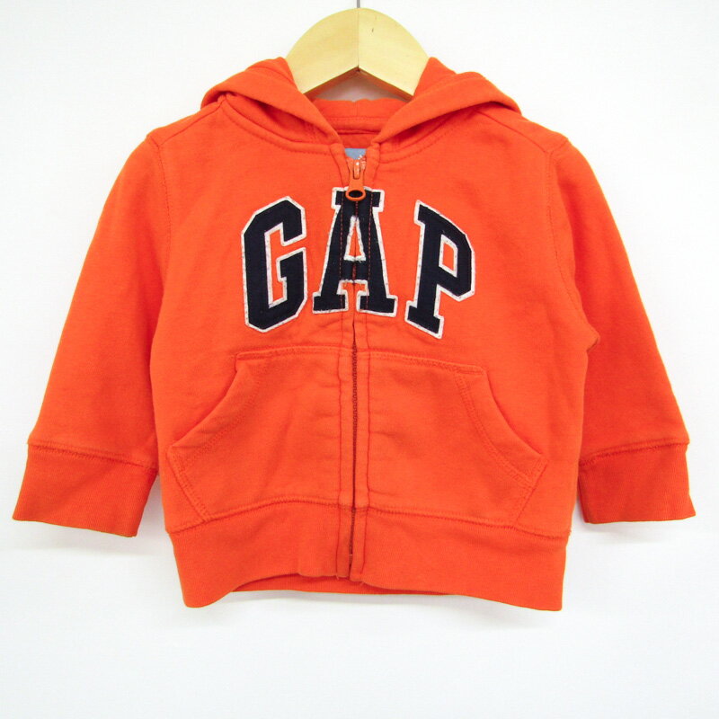 GAP ギャップ パーカー トップス フロントロゴ スウェット ベビー 男の子用 80サイズ オレンジ 【中古】