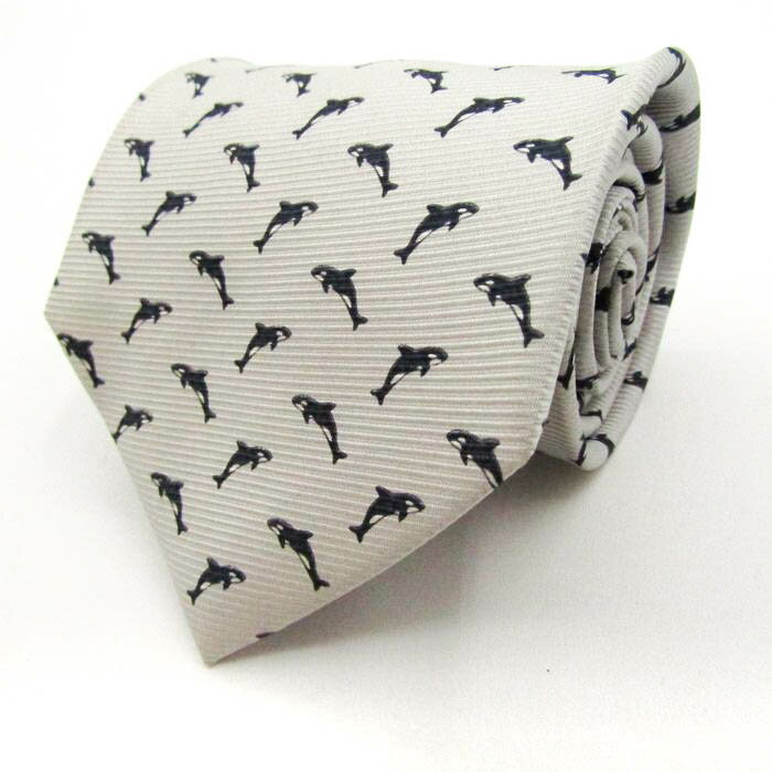 ミユキコスギ ブランドネクタイ 動物柄 シルク 日本製 PO メンズ グレー MIYUKI KOSUGI 【中古】