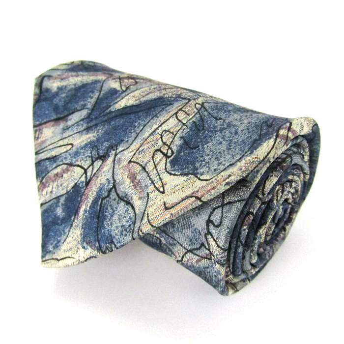 MARIO VALENTINO マリオヴァレンティノ ブランド ネクタイ 総柄 パネル柄 シルク PO メンズ ネイビー 【中古】