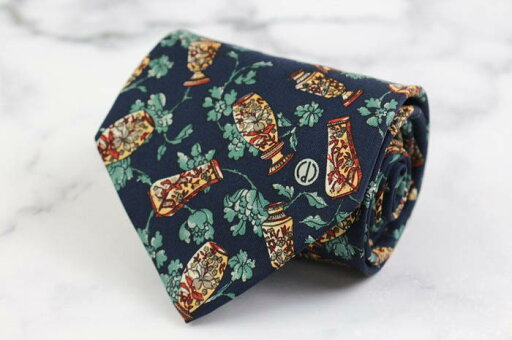 ダンヒル ブランド ネクタイ ロゴ そうがら 花柄 リーフ柄 シルク イタリア製 PO メンズ ネイビー Dunhill 【中古】 ダンヒル ブランド ネクタイ ロゴ そうがら 花柄 リーフ柄 シルク イタリア製 PO メンズ ネイビー Dunhill 【中古】