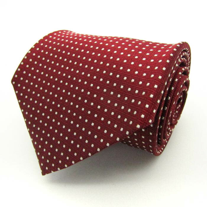 スチュアートケント ブランド ネクタイ ドット 格子柄 シルク 日本製 PO メンズ ワインレッド Stuart Kent 【中古】