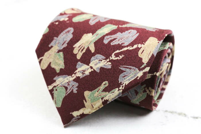 im product アイムプロダクト ブランド ネクタイ 総柄 パネル柄 シルク 日本製 PO メンズ ブラウン 【中古】