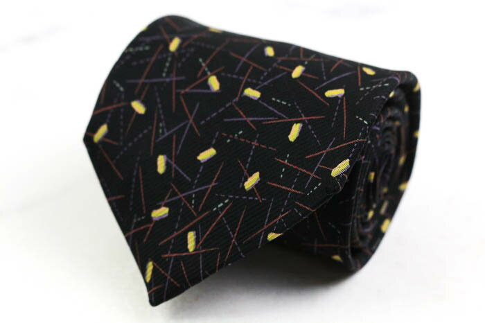 アイムプロダクト ブランド ネクタイ 総柄 パネル柄 シルク 日本製 PO メンズ ブラック im product 【中古】