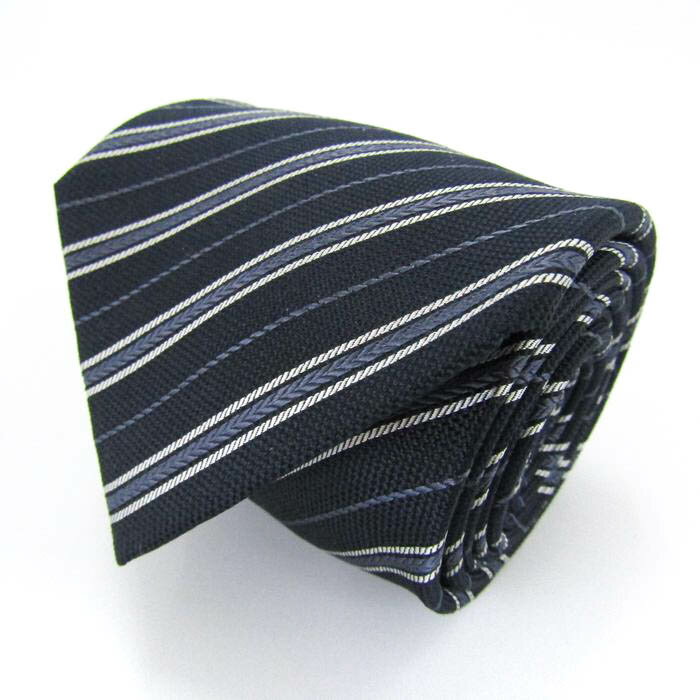 SIMPLE PHRASE CRAVAT シンプルフレーズクラバット ブランド ネクタイ ストライプ柄 シルク PO メンズ ネイビー 【中古】