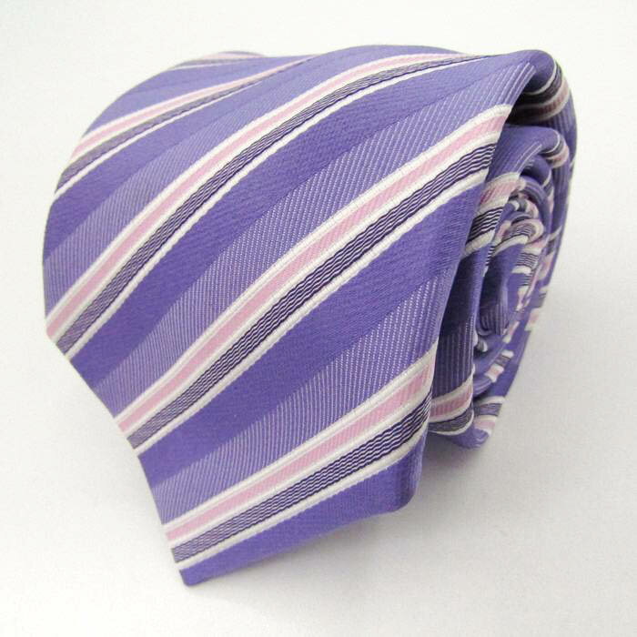 SIMPLE PHRASE CRAVAT シンプルフレーズクラバット ブランド ネクタイ ストライプ柄 PO メンズ パープル 【中古】