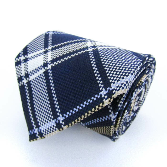 クリスチャン オラーニ ブランド ネクタイ チェック柄 シルク 日本製 PO メンズ ネイビー CHRISTIAN ORANI 【中古】