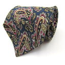 CLUB LAMER クラブラメール ブランド ネクタイ 総柄 ペイズリー 幾何学模様 シルク PO メンズ ネイビー 【中古】