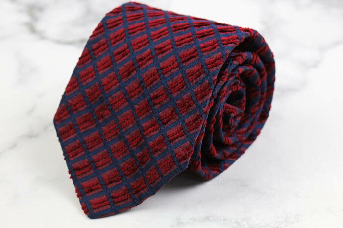 エルメネジルドゼニア ブランド ネクタイ チェック柄 格子柄 シルク PO メンズ ワインレッド Ermenegildo Zegna 【中古】