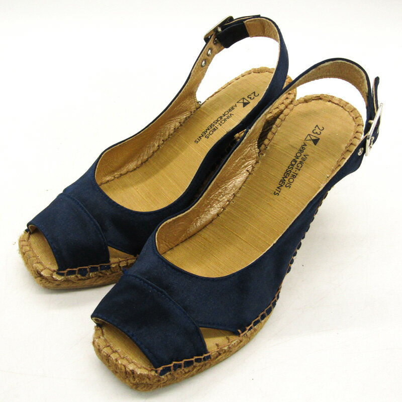23区 サンダル ハイヒール ストラップ ウェッジソール スペイン製 ブランド 靴 レディース 37サイズ ネイビー 23ku 【中古】