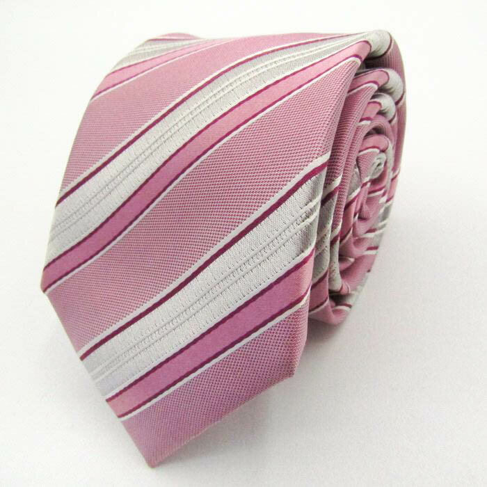 LES MUES レミュー ブランド ネクタイ ストライプ柄 シルク PO メンズ ピンク 【中古】