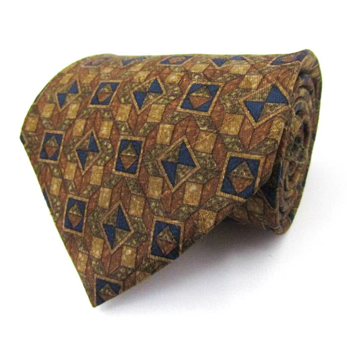 renoma レノマ ブランド ネクタイ 総柄 シルク PO メンズ ブラウン 【中古】