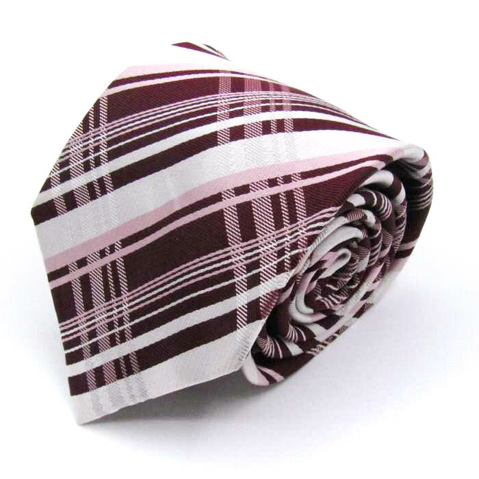 ブリックハウス ブランド ネクタイ チェック柄 格子柄 シルク PO メンズ ホワイト BRICK HOUSE 【中古】