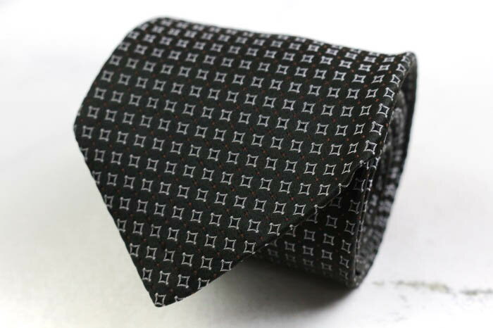ファリアーニ ブランド ネクタイ 総柄 スクエア柄 シルク 日本製 PO メンズ ブラック fariani 【中古】(4)