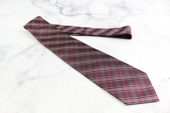 BRICK HOUSE ブリックハウス ブランド ネクタイ チェック柄 シルク PO メンズ ボルドー 【中古】