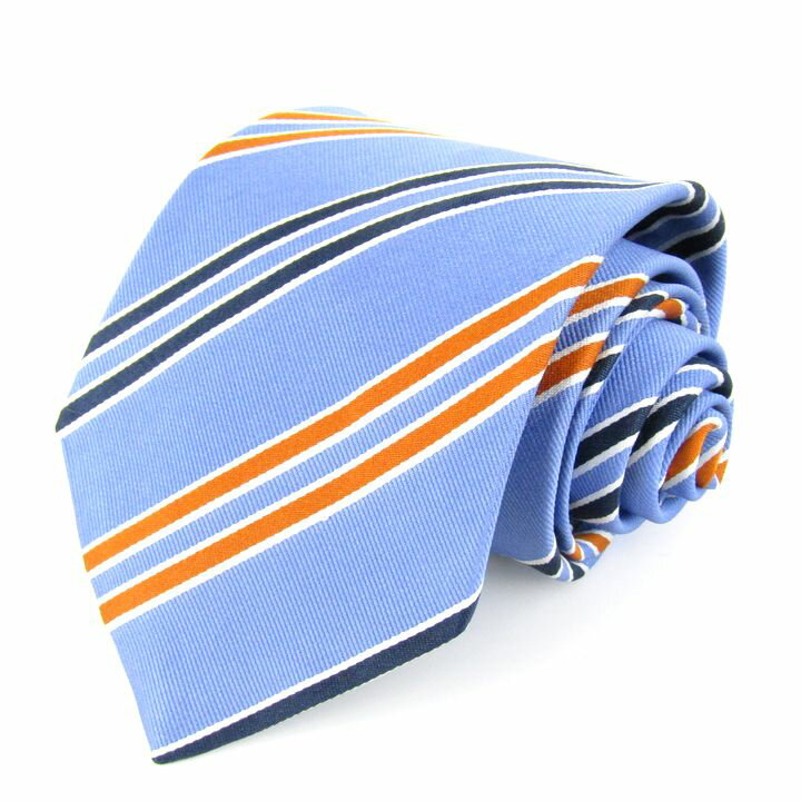 Andrew's Ties アンドリューズタイ ネクタイ ブランド ワイドタイ ストライプ柄 シルク イタリア製 メンズ ブルー 【中古】