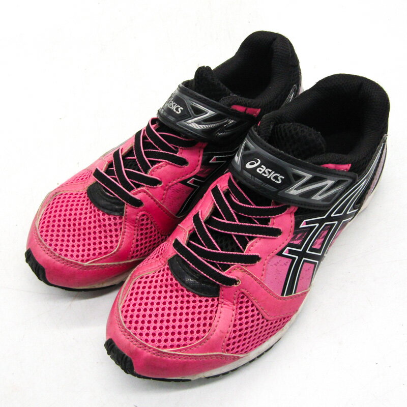 asics アシックス スニーカー ローカット レーザービーム TKB212 シューズ 靴 キッズ 女の子用 21サイズ ピンク 【中古】