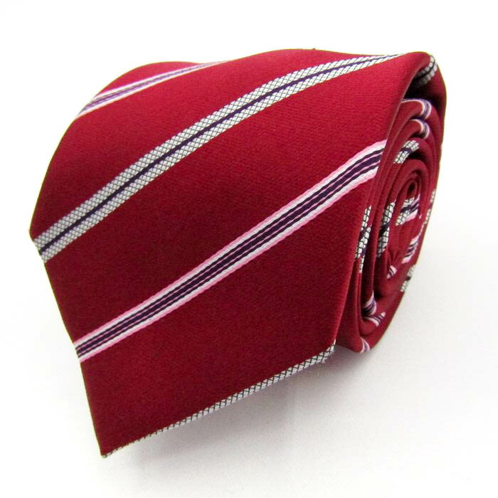 SIMPLE PHRASE CRAVAT シンプルフレーズクラバット ブランド ネクタイ ストライプ柄 PO メンズ ワインレッド 【中古】