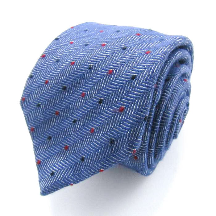 メイル&コー ブランド ネクタイ ストライプ柄 ドット ウール シルク イタリア製 PO メンズ ネイビー MALE & Co 【中古】