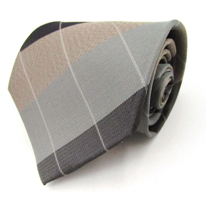 レノマ ブランド ネクタイ ストライプ柄 格子柄 シルク 日本製 PO メンズ ベージュ renoma 【中古】