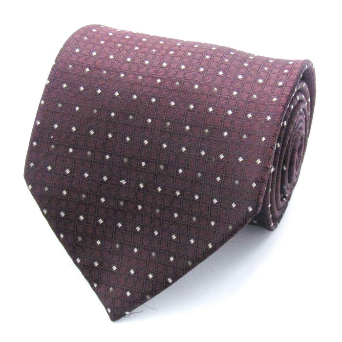 コムサデモードメン ブランド ネクタイ チェック柄 格子柄 ドット シルク 日本製 PO メンズ ブラウン COMME CA DU MODE 【中古】(4)