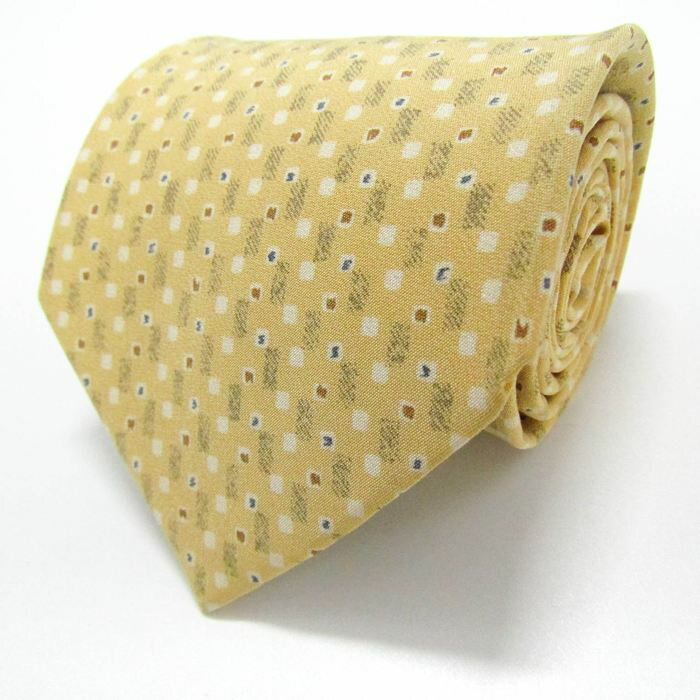 renoma レノマ ブランド ネクタイ ドット 格子柄 パネル柄 シルク 日本製 PO メンズ ベージュ 【中古】