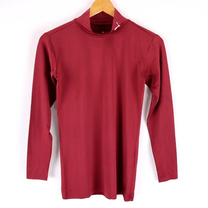 PUMA プーマ 長袖Tシャツ トップス ハイネック ストレッチ スポーツウエア メンズ Sサイズ エンジ 【中古】