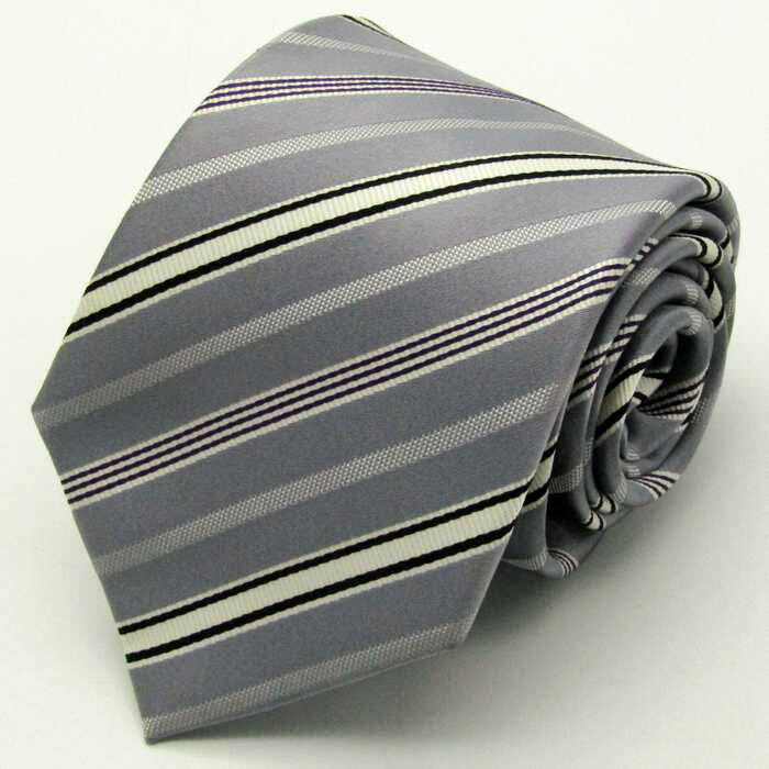 【最大50％OFFクーポン配布中】CALDIANE カルディアーネ ブランド ネクタイ ストライプ柄 シルク PO メンズ グレー 【中古】