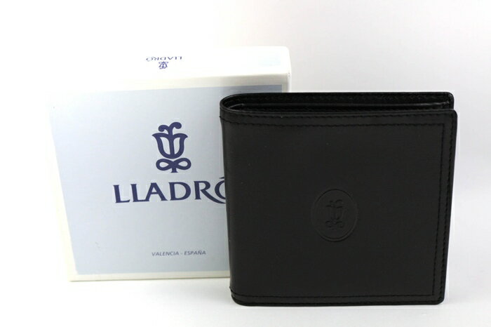 リヤドロ 二つ折り財布 本革 レザー 小銭入れあり ウォレット ブランド メンズ ブラック Lladr 【中古】