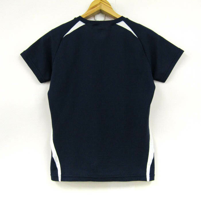 DESCENTE デサント 半袖Tシャツ トップス ワッフル生地 スポーツウエア レディース Mサイズ 紺×白 【中古】