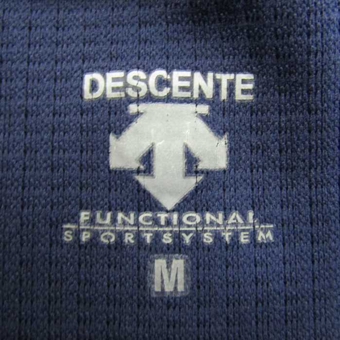 DESCENTE デサント 半袖Tシャツ トップス ワッフル生地 スポーツウエア レディース Mサイズ 紺×白 【中古】