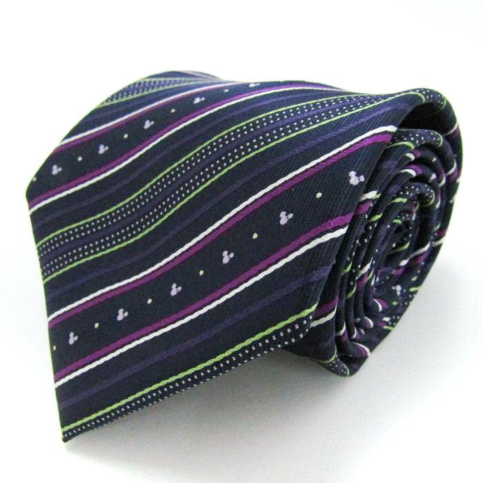 ディズニー ブランド ネクタイ ミッキー ストライプ柄 PO メンズ ネイビー Disney 【中古】(4)