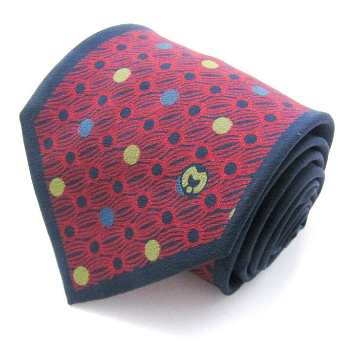 mila schon ミラショーン ブランド ネクタイ ロゴ ドット シルク イタリア製 PO メンズ ネイビー 【中古】