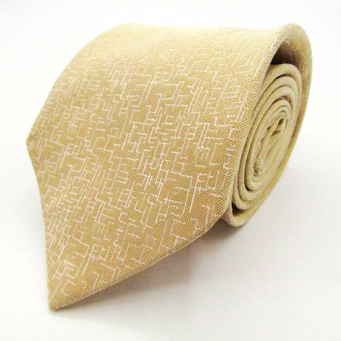 NISHIJIN 西陣 ブランド ネクタイ 総柄 格子柄 シルク PO メンズ ベージュ 【中古】