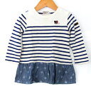 MIKIHOUSE ミキハウス ワンピース トップス ボーダー柄 ダブルビー ベビー 女の子用 80サイズ 白×紺 【中古】