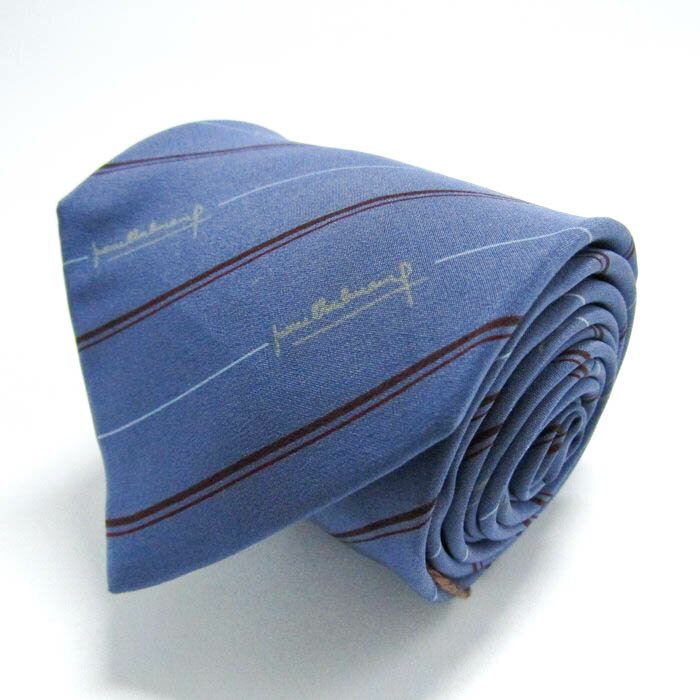 ピエールバルマン ブランド ネクタイ ロゴ シルク 日本製 未使用タグ付 PO メンズ ブルー PIERRE BALMAIN 【中古】