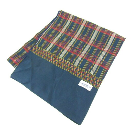 ENZO TRIA スカーフ ストール チェック柄 ブランド 小物 メンズ ネイビー stole 【中古】 ENZO TRIA スカーフ ストール チェック柄 ブランド 小物 メンズ ネイビー stole 【中古】