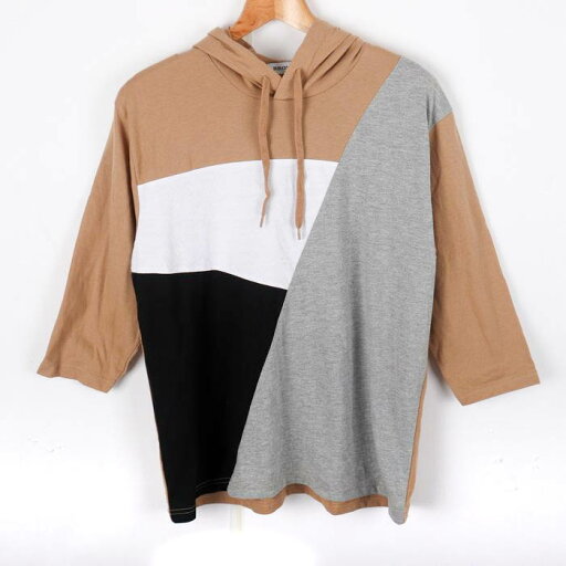 ブラウニー パーカー トップス 五分袖Tシャツ メンズ Mサイズ ベージュ×グレー BROWNY 【中古】 ブラウニー パーカー トップス 五分袖Tシャツ メンズ Mサイズ ベージュ×グレー BROWNY 【中古】