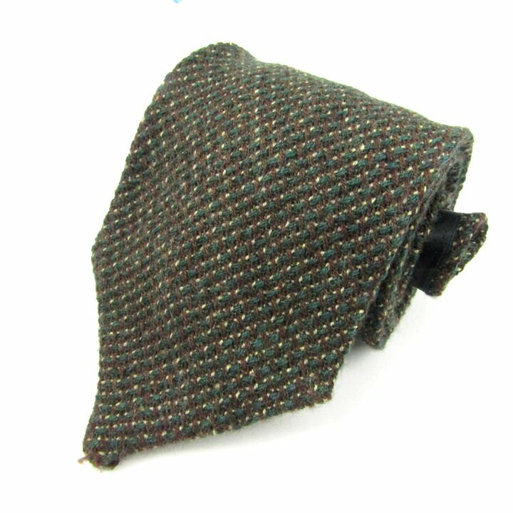ヒューゴボス ネクタイ ブランド 総柄 ウール イタリア生地 メンズ 茶×グリーン HUGO BOSS 【中古】