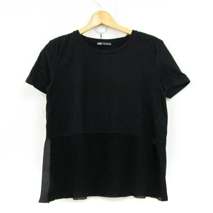 ザラ 半袖Tシャツ トップス レディース USA Sサイズ ブラック ZARA 【中古】