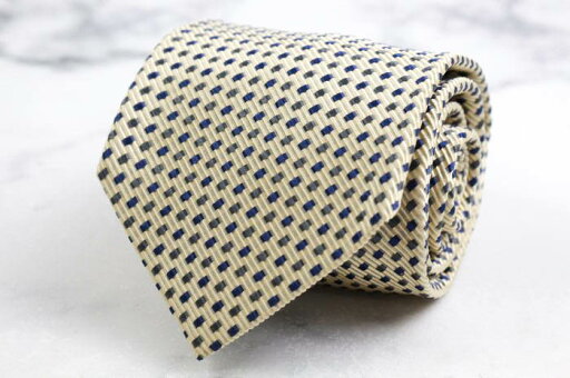 Henry Cottons ヘンリーコットンズ ブランド ネクタイ ドット スクエア柄 シルク コットン 日本製 PO メンズ ベージュ 【中古】 Henry Cottons ヘンリーコットンズ ブランド ネクタイ ドット スクエア柄 シルク コットン 日本製 PO メンズ ベージュ 【中古】