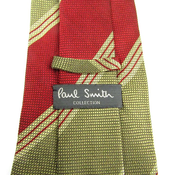 ポールスミス ネクタイ ブランド ワイドタイ ストライプ柄 シルク メンズ カーキ Paul Smith 【中古】