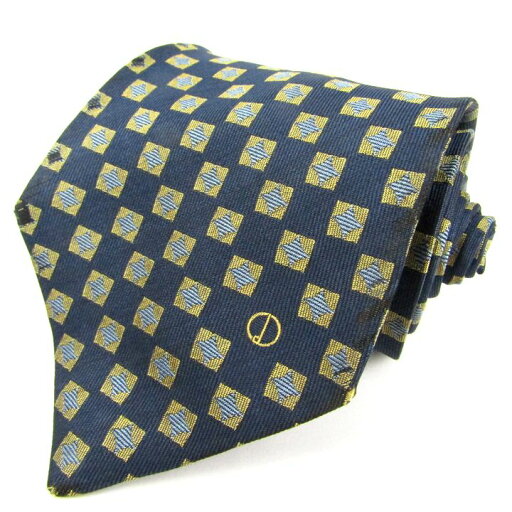 Dunhill ダンヒル ネクタイ ブランド チェッカー柄 ロゴ シルク メンズ ネイビー 【中古】 Dunhill ダンヒル ネクタイ ブランド チェッカー柄 ロゴ シルク メンズ ネイビー 【中古】