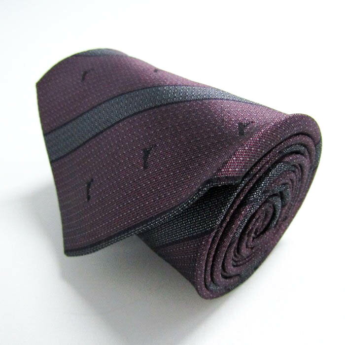 レノマ ブランド ネクタイ ロゴ ストライプ柄 ドット シルク PO メンズ グレー renoma 【中古】