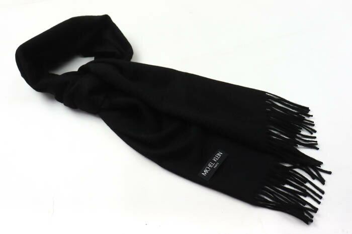 ミッシェルクラン マフラー 無地 ロゴ ブランド メンズ レディース ブラック MICHEL KLEIN 【中古】